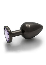 Load image into Gallery viewer, Heart Gem Butt Plug Medium Gunmetal Amethyst
