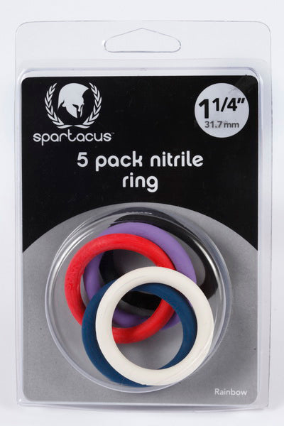 Cock Rings Nitrile 5pc Rainbow