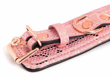 Load image into Gallery viewer, Microfiber Snake Print Wrist Restraints Pink W Leather Lining
