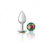 Load image into Gallery viewer, Cheeky Charms Round Rainbow Small Silver Plug
