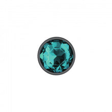 Load image into Gallery viewer, Cheeky Charms Round Teal Small Gunmetal Butt Plug
