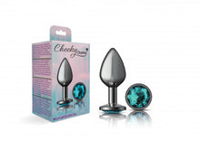 Load image into Gallery viewer, Cheeky Charms Round Teal Medium Gunmetal Butt Plug
