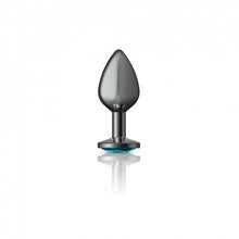 Load image into Gallery viewer, Cheeky Charms Round Teal Medium Gunmetal Butt Plug
