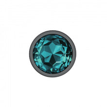 Load image into Gallery viewer, Cheeky Charms Round Teal Large Gunmetal Butt Plug
