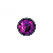 Load image into Gallery viewer, Cheeky Charms Round Purple Small Gunmetal Butt Plug
