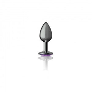 Cheeky Charms Round Purple Small Gunmetal Butt Plug