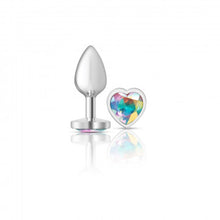 Load image into Gallery viewer, Cheeky Charms Heart Clear Iridescent Small Silver Plug
