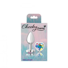 Load image into Gallery viewer, Cheeky Charms Heart Clear Iridescent Small Silver Plug
