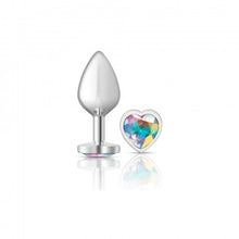 Load image into Gallery viewer, Cheeky Charms Heart Clear Iridescent Medium Silver Plug
