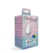 Load image into Gallery viewer, Cheeky Charms Heart Clear Iridescent Medium Silver Plug
