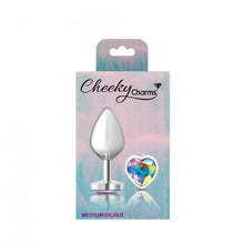 Load image into Gallery viewer, Cheeky Charms Heart Clear Iridescent Medium Silver Plug
