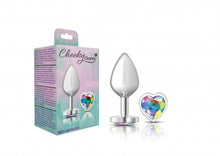 Load image into Gallery viewer, Cheeky Charms Heart Clear Iridescent Medium Silver Plug
