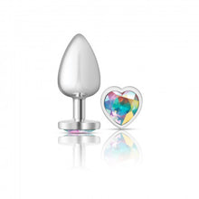 Load image into Gallery viewer, Cheeky Charms Heart Clear Iridescent Large Silver Plug
