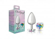 Load image into Gallery viewer, Cheeky Charms Heart Clear Iridescent Large Silver Plug
