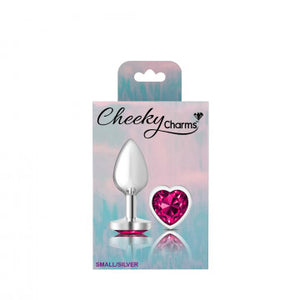 Cheeky Charms Heart Bright Pink Small Silver Plug