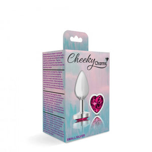 Cheeky Charms Heart Bright Pink Small Silver Plug