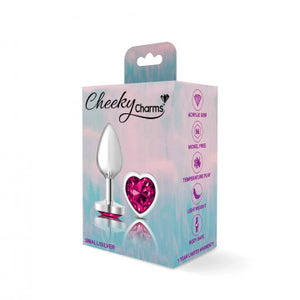 Cheeky Charms Heart Bright Pink Small Silver Plug