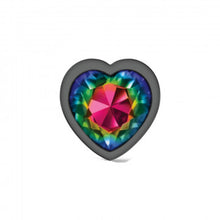 Load image into Gallery viewer, Cheeky Charms Heart Rainbow Large Gunmetal Butt Plug
