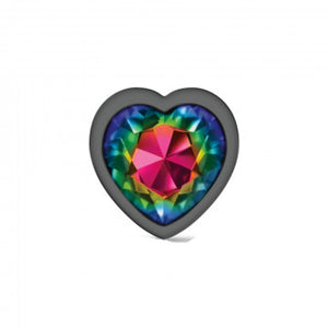 Cheeky Charms Heart Rainbow Large Gunmetal Butt Plug