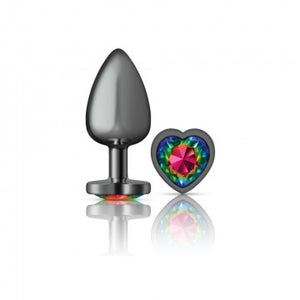 Cheeky Charms Heart Rainbow Large Gunmetal Butt Plug