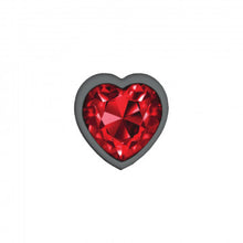 Load image into Gallery viewer, Cheeky Charms Heart Deep Red Small Gunmetal Butt Plug
