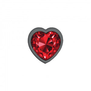 Cheeky Charms Heart Deep Red Small Gunmetal Butt Plug