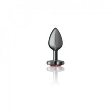 Load image into Gallery viewer, Cheeky Charms Heart Deep Red Small Gunmetal Butt Plug
