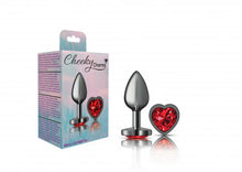 Load image into Gallery viewer, Cheeky Charms Heart Deep Red Small Gunmetal Butt Plug
