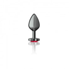 Load image into Gallery viewer, Cheeky Charms Heart Deep Red Medium Gunmetal Butt Plug
