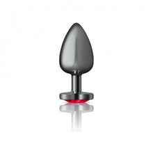 Load image into Gallery viewer, Cheeky Charms Heart Deep Red Large Gunmetal Butt Plug
