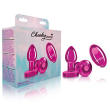 Load image into Gallery viewer, Cheeky Charms Vibrating Metal Plug Pink Small W/ Remote
