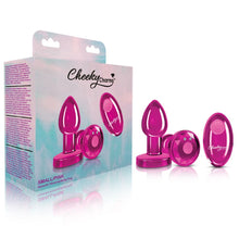 Load image into Gallery viewer, Cheeky Charms Vibrating Metal Plug Pink Small W/ Remote
