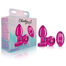 Load image into Gallery viewer, Cheeky Charms Vibrating Metal Plug Pink Medium W/ Remote
