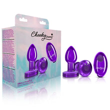 Load image into Gallery viewer, Cheeky Charms Vibrating Metal Plug Purple Small W/ Remote
