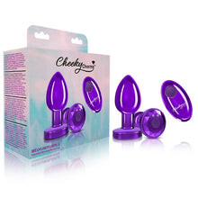 Load image into Gallery viewer, Cheeky Charms Vibrating Metal Plug Purple Medium W/ Remote
