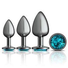 Load image into Gallery viewer, Cheeky Charms Metal Plug Kit Gunmetal Round Teal
