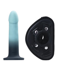 Load image into Gallery viewer, Duo Silicone Dildo (non Vibrating) With Harness Turquoise/black
