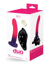 Load image into Gallery viewer, Duo Silicone Dildo (non Vibrating) With Harness Pink/purple
