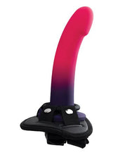 Load image into Gallery viewer, Duo Silicone Dildo (non Vibrating) With Harness Pink/purple
