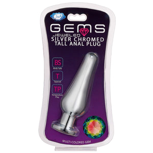 Cloud 9 Gems Silver Chromed Tall Anal Plug Medium