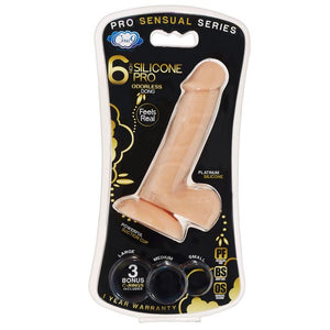 Pro Sensual Premium Silicone Dong W/ 3 C Rings Light 6 "