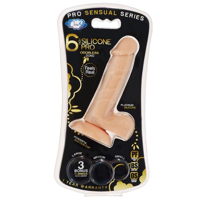 Pro Sensual Premium Silicone Dong W/ 3 C Rings Light 6 