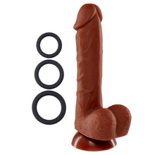 Load image into Gallery viewer, Pro Sensual Premium Silicone Dong W/ 3 C Rings Brown 7 &quot;
