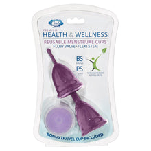 Load image into Gallery viewer, Cloud 9 Health &amp; Wellness Reusable Menstrual Cups 3-pk W/bonus Travel Cup &amp; Case
