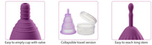 Load image into Gallery viewer, Cloud 9 Health &amp; Wellness Reusable Menstrual Cups 3-pk W/bonus Travel Cup &amp; Case
