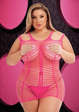 Load image into Gallery viewer, Lapdance Shredded Mini Dress Hot Pink Q/s
