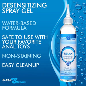 Cleanstream Relax Anal Lube Desensitizing W/ Tip 8oz