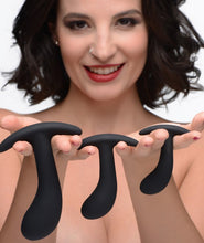 Load image into Gallery viewer, Master Series Dark Delights 3pc Curved Silicone Anal Trainer Set
