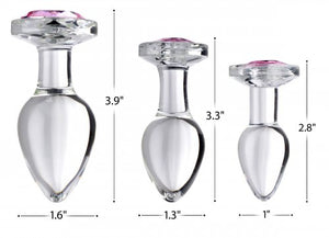 Booty Sparks Pink Gem Glass Anal Plug Set