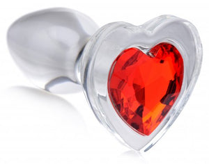 Booty Sparks Red Heart Glass Anal Plug Small